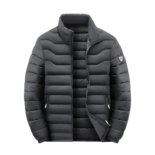 Parka para hombre al aire libre con cuello alto, resistente al viento, cómoda, gruesa y sólida, gris, XL