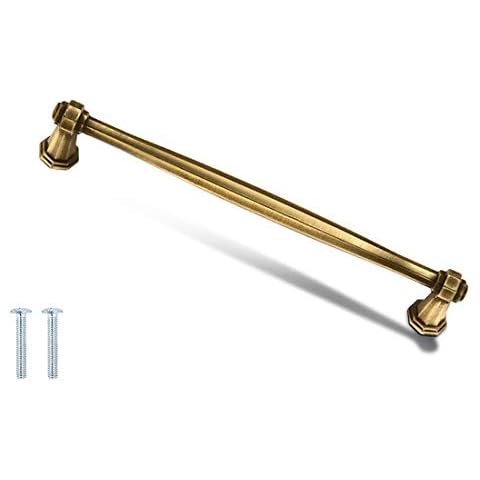 Decoranddecor Antique Brass Copper Silver Matt Black Pewter Door Pull Handle Kitchen Cupboard Cabinet Drawer Pull (128mm Hole Center, Antique Brass) Cover