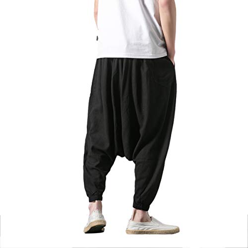 Seidarise Men's Harem Pants, Drop Crotch Pants, Genie Pants Plus Size Harem Jogge Balloon Yoga4