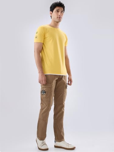 Image of Spykar Men's Slim Fit Round Neck Half Sleeve Solid Casual T-Shirt