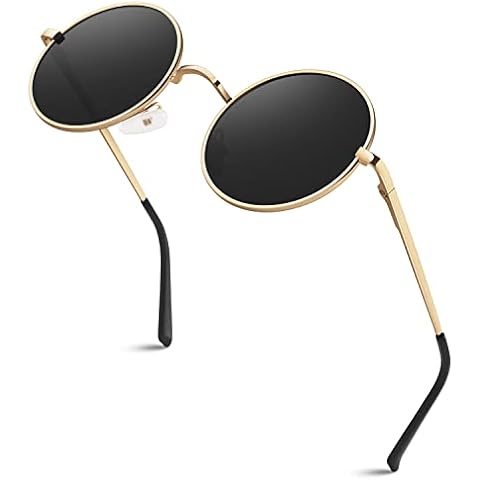 CGID E01 Small Retro Vintage Style Lennon Inspired Round Metal Circle Polarized Sunglasses for Women and Men Cover