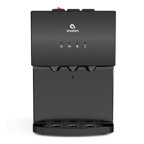 Image of Avalon A12BLK Countertop Bottleless Water Dispenser with Hot Cold and Cool Water Dual Filtration Self Cleaning and Built-in Nightlight in Black Stainless Steel