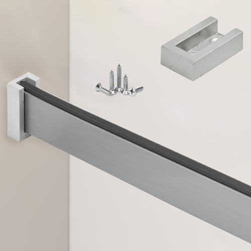 WDJBPSH Detachable Rectangular Closet Rod Hanging Bracket, Aluminum Alloy Garment Bar Support Kits for Wardrobe/Shoe Cabinet/Laundry, Wall Mounting Clothes Hanger (Color : Gray, Size : 135cm/53.1in)