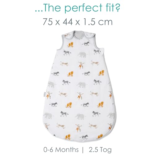 Clair de Lune Jungle Dream 2.5 Tog Baby Sleeping Bag - 0-6 Months, White - Image 2