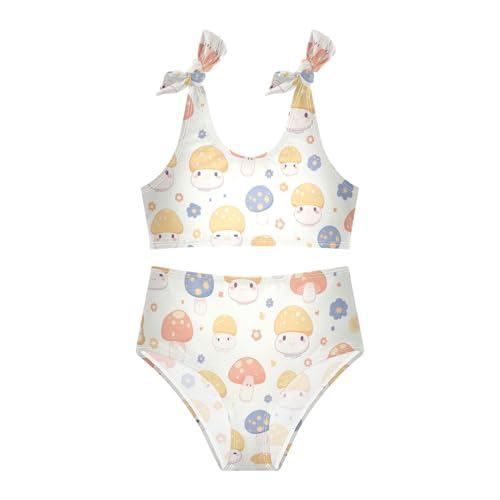 KLL Seamless Mushroom Flowers Girls 2 Piecing Bikini Set Quick-Dry Swimsuits Swimming Suits Cute Shoulder Strap3