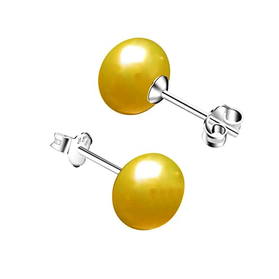 SIVYAA Fresh Water Pearl Earrings Set | Pure 925 Sterling Silver | High Lustre Real Pearl Studs| Gift Item for Women & Girls | 6 Month Warranty