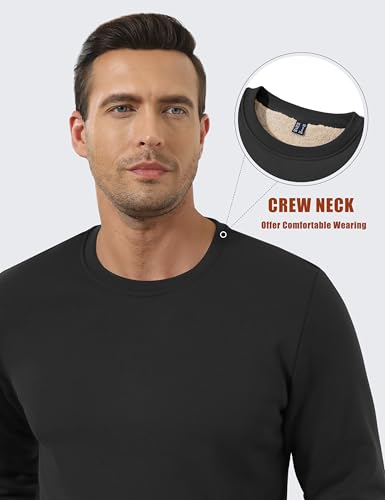 KEFITEVD Men's Crewneck Sweatshirt Warm Sherpa Lined Sweatshirts Heavyweight Long Sleeve Shirts Winter Fleece Pullover4