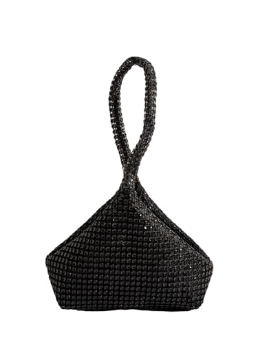 SweatyRocks Women's Shiny Mini Rhinestone Bag Top Handle Casual Business Party Portable Slot Small Wallet