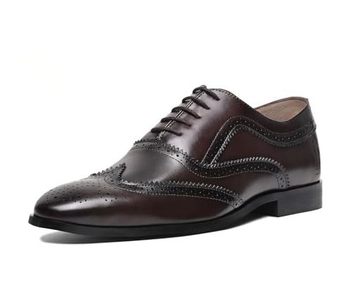 Image of LOUIS STITCH Men's Italian Crust Leather Brogue Shoes| Formal Lace-Up Shoes for Men | Perfect for Business, Formal & Parties | LSVX-EUBG