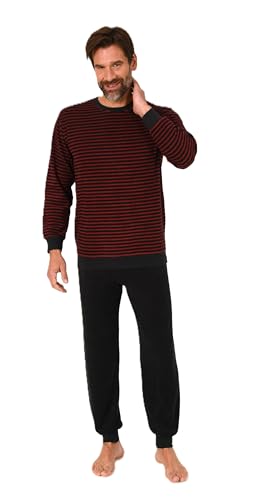 Normann Herren Frottee Langarm Schlafanzug mit Bündchen - Pyjama auch in Übergrößen, Farbe:rot, Größe:48