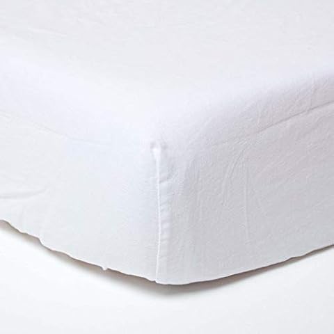 Drap-Housse HOMESCAPES Lin Blanc Cover
