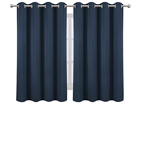 Image of LEMOMO Navy Blue Blackout Curtains /52 x 45 Inch /Set of 2 Panels Room Darkening Short Curtains