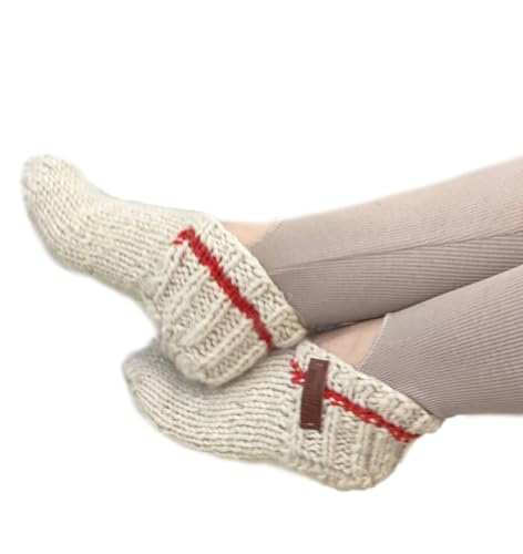 Wool Hand-Knitted Slippers | Eco-Friendly Organic Slippers | Warm White Room Slippers for Everyday Comfort | Handmade and Cozy