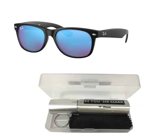 Ray-Ban RB2132 Sunglasses Bundle: RB 2132 NEW WAYFARER 622/17 New Wayfarer Rubber Black Grey and Eyewear Cleaning Kit2