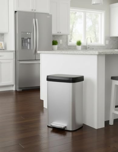 Garvee 16 gal / 60 L Stainless Steel Trash Can with Lid, Large Garbage Can for Kitchen, Rustproof Step-on Kitchen Metal Trash Bin with Liner Rim, Rear Handle, Soft Close Plastic Lid, Silver - image 7