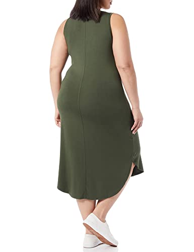 Image of Amazon Essentials Women's Jersey Regular-Fit Sleeveless V-Neck Midi Dress (Previously Daily Ritual)