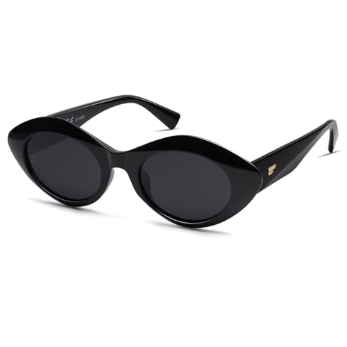 Image of VANLINKER Polarized Trendy Thick Oval Round Sunglasses for Women Retro Shades VL9825