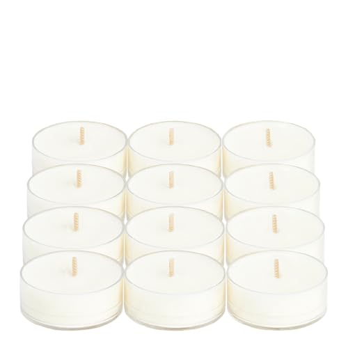 PartyLite Set of 12 Tea Lights Candles Cedarwood & Vanilla Scent Aromatherapy Scented Candles Gift Set Up to 4 to 6 Hours Burn Time