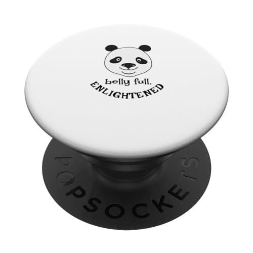 Happy Panda Belly Full Enlightenment Foodie PopSockets Swappable PopGrip, Black