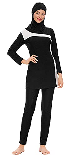 Alaysom Muslim Swimsuits for Women Modest Swimwear Beachwear with Hijab Burkini Swimming Costume Sportswear Black