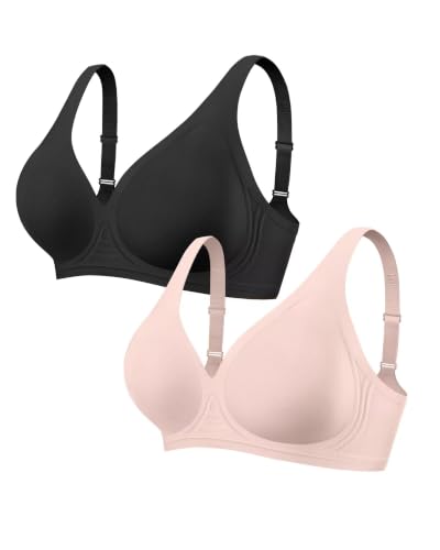 Image of Vertvie Jelly Wireless Bras for Women Push Up Plunge Seamless T-Shirt Bras No Underwire Supportive Full Coverage Bralettes
