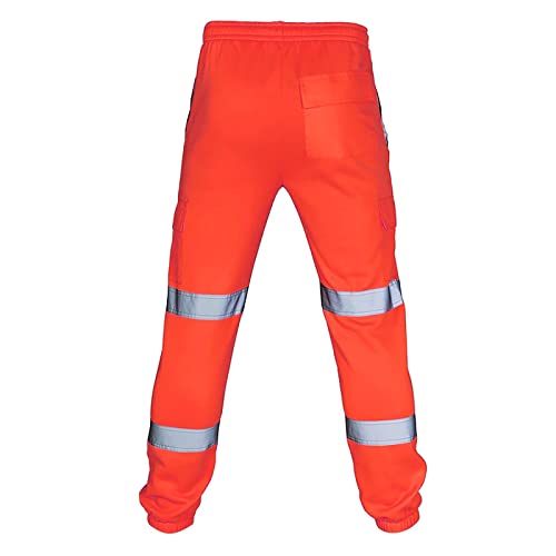 WENKOMG1 Men's Cargo Pants, Hi Vis Reflective Safety Construction Farming Work Athletic Joggers Sweatpant, S-4XL2