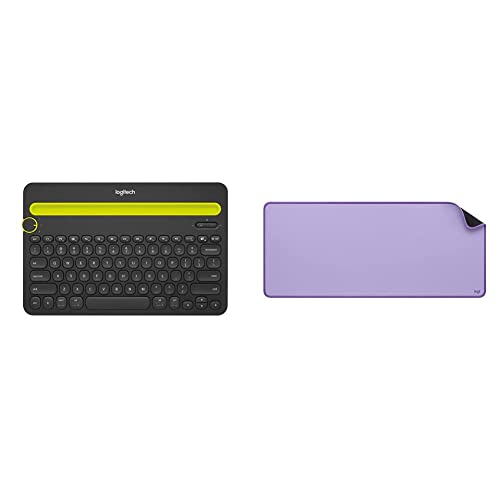 Image of Logitech K480 Wireless Multi-Device Keyboard for Windows, Apple iOS Android with Desk mat-Studio Series, Anti-Slip, Spill Resistant (Lavender)