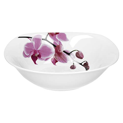Van Well Servierschale Kyoto Orchidee I 1.25L I Festliche Buffet-Schale I XL-Servierschüssel I Salat, Eiscreme & Dessert I Porzellan-Geschirr I Gastro
