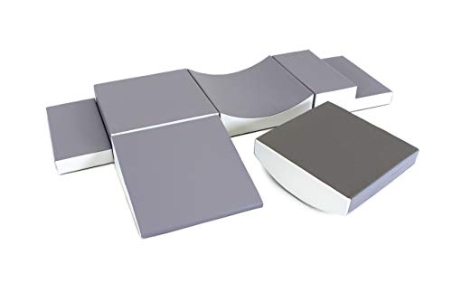 IGLU XXL Modules de Motricité, Modules en Mousse, Blocs de Construction, Jouets éducatifs - 6 pièces - Antidérapant/Gris et Blanc