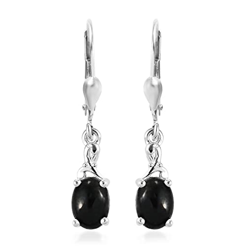 Shop LC Black Tourmaline Dangle Earrings for Women 925 Sterling Silver Lever Back