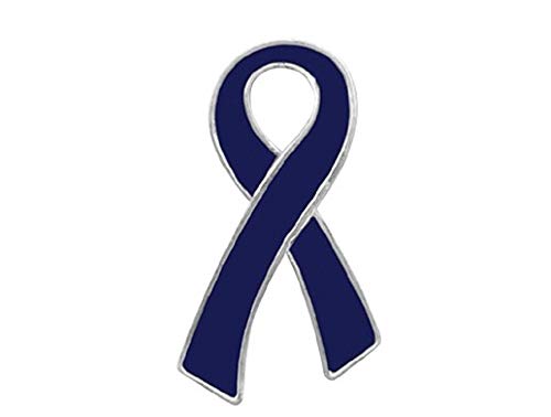 25 Colon Cancer Ribbon Pins Dark Blue Awareness Ribbon Pins For Colon Cancer Colorectal Cancer Rectal Cancer Awareness Pack Of 25 Wantitall