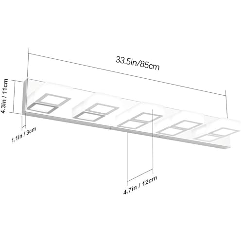 Image of Ralbay Chrome Bathroom Vanity Lighting Fixtures Acrylic Rotable 360 LED Modern Bathroom Vanity Light Over Mirror (6000K White Light)