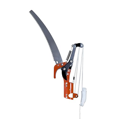 Image of VELTRIX 2-Way Long Reach Tree Pruner & Trimmer Head, 350mm Pruning Saw with Garden Shear, Branch Cutter, Fruit Picker & Harvester Tool with 2.5m Rope Line, Without Pole