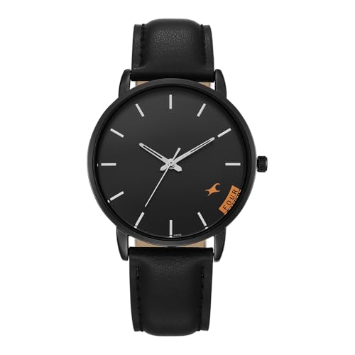 Image of Fastrack Stunners X Quartz Analog with Black Dial Black Leather Strap Watch for Men - 38159NL03