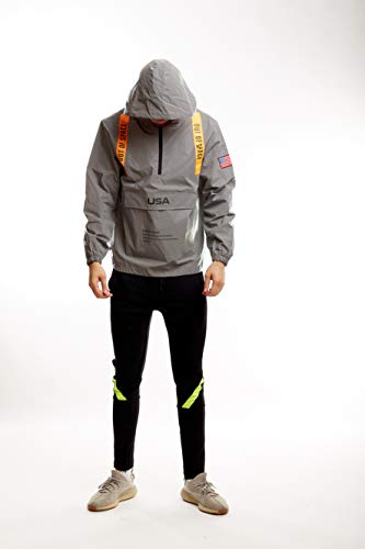 Image of SCREENSHOT Mens Streetwear Windbreaker Jacket - Lightweight Graphic Hoodie, Graffiti Hip Hop Urban Fashion Pullover Top