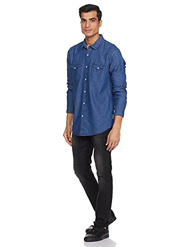 Image of Amazon Brand - Inkast Denim Co. Men's Slim Shirt (AZ-INK-RFS-DN-04 Dark Blue 4 XL)