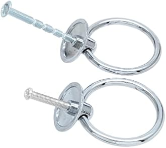 6Pcs Chrome Ring Handle Knobs Round Ring Drawer Pulls for Cabinet Drawer Dresser Cupboard Wardrobe, Single Hole