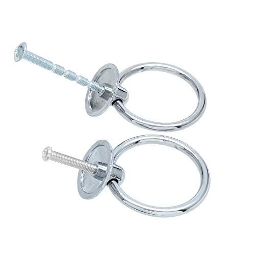 6Pcs Chrome Ring Handle Knobs Round Ring Drawer Pulls for Cabinet Drawer Dresser Cupboard Wardrobe, Single Hole