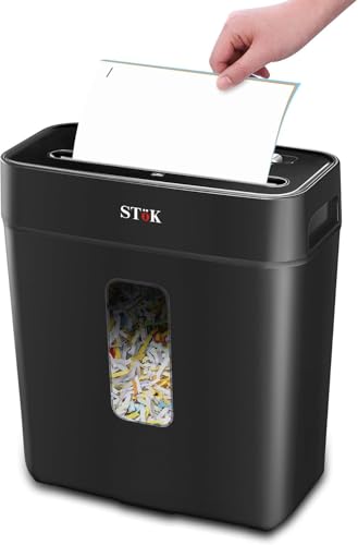 Image of SToK (ST-15CC) 6-Sheet Cross-Cut Paper Shredder for Home & Office, P-4 High Security Level, Super Quiet with Jam Proof System, 12 Liter Bin (One Year Offsite Warranty)
