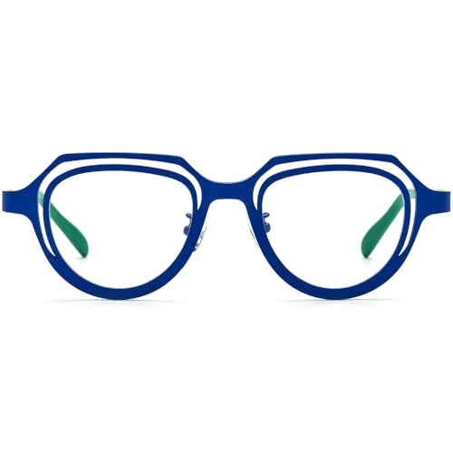 Image of FONEX Colorful Pure Titanium Glasses Frame Women Retro Round Eyeglasses