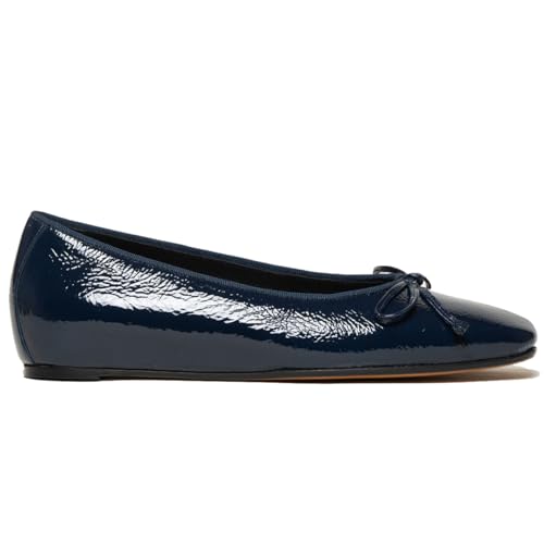 SHODENSE Women Flats Shoes Bow Square Closed Toe Ballet Flats Slip On Metallic Flat Shoe Matte Patent Leather Snakeskin Low Hidden Wedge Heel Office Work Shoes Driving Flats Church Club Fall 4-11 M US4