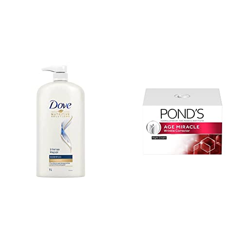 Image of Dove Intense Repair Shampoo, 1L & Pond's Age Miracle Wrinkle Corrector Night Cream, 50g