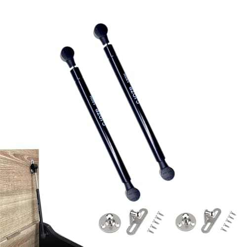 CJQZP 2 Pack 14Inch 150N/33 lbs Soft Close Toy Box Hinges Gas Strut Safety Hinges for Heavy Curved, Round, Arched & Flat Lids, Cabinet(Black) (2, Black)