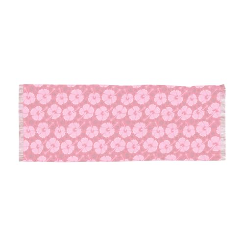 Women Lightweight Floral Scarf – Soft Pink Hibiscus Print Shawl – Vibrant Fashion Wrap for Spring, Summer & Travel3