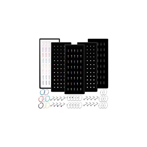 EIELO 240 Pcs Nose Ring Studs Set for Women Men Surgical Stainless Steel Nose Hoop CZ Bone Nose Studs Ring Nose Piercing Jewelry 20G 22G 1.5mm 2mm 2.5mm L Shaped Cover