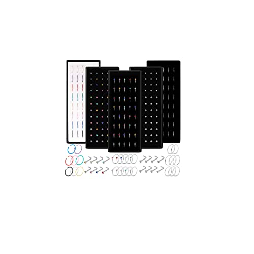 EIELO 240 Pcs Nose Ring Studs Set for Women Men Surgical Stainless Steel Nose Hoop CZ Bone Nose Studs Ring Nose Piercing Jewelry 20G 22G 1.5mm 2mm 2.5mm