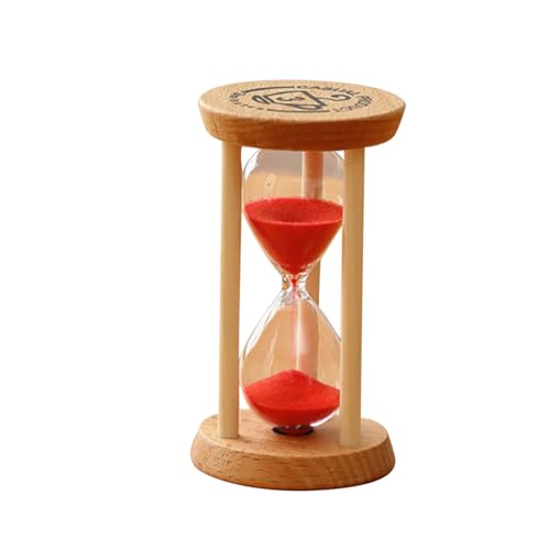 Minuteur à Sable d Ampoule Heure 3 Minutes Horloge Ronde Montre Verre Bois pour Jeux Classe Cuisine Exercice Décor Bureau Salon Chambre de Mariage Cadeau Anniversaire Enfants Brossage des Dents