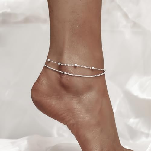 Chic & Artsy Anklet Bracelets925 Sterling Silver Satellite Ankle Bracelets For Women Layered Anklets Foot Chain Anklet Bracelet thumb #1