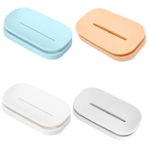 Mikikit 4Piezas Jabonera De Plástico Drenaje De Jabón para Viaje Resistente y Compacto Almacenamiento para Jabón De Barra