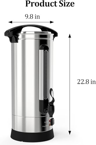 GarveeHome 60 Cups Coffee Urn,10L/2.6 Gallon Double Wall Commerical Coffee Maker for Buffet Catering Wedding Gathering,Large Capacity Hot Coffee Dispenser,Stainless Steel Hot Water Urn